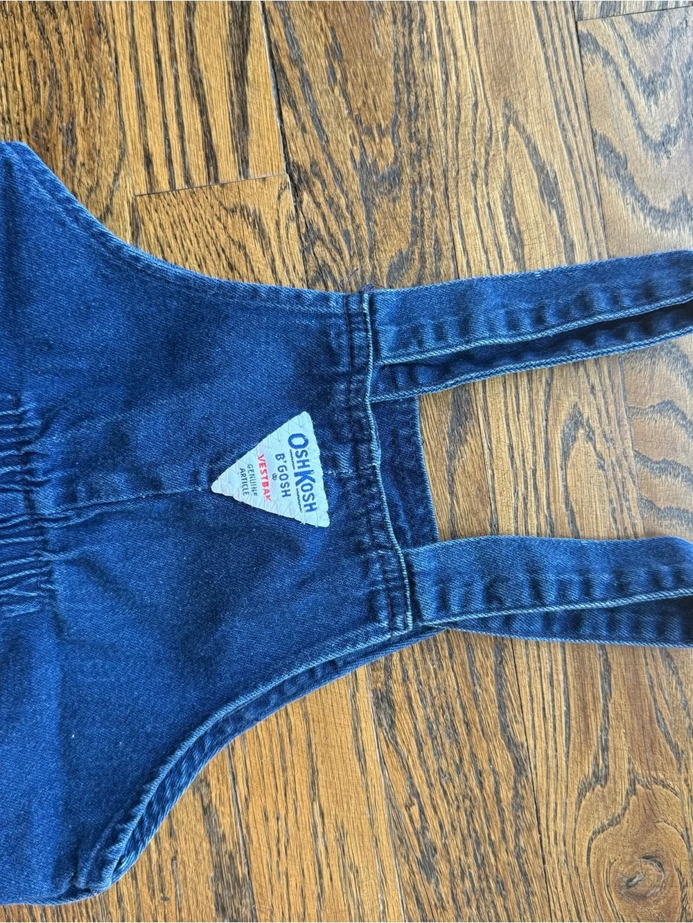 OshKosh B'gosh Vintage 90s Blue Denim Overalls with Red Plaid Accents